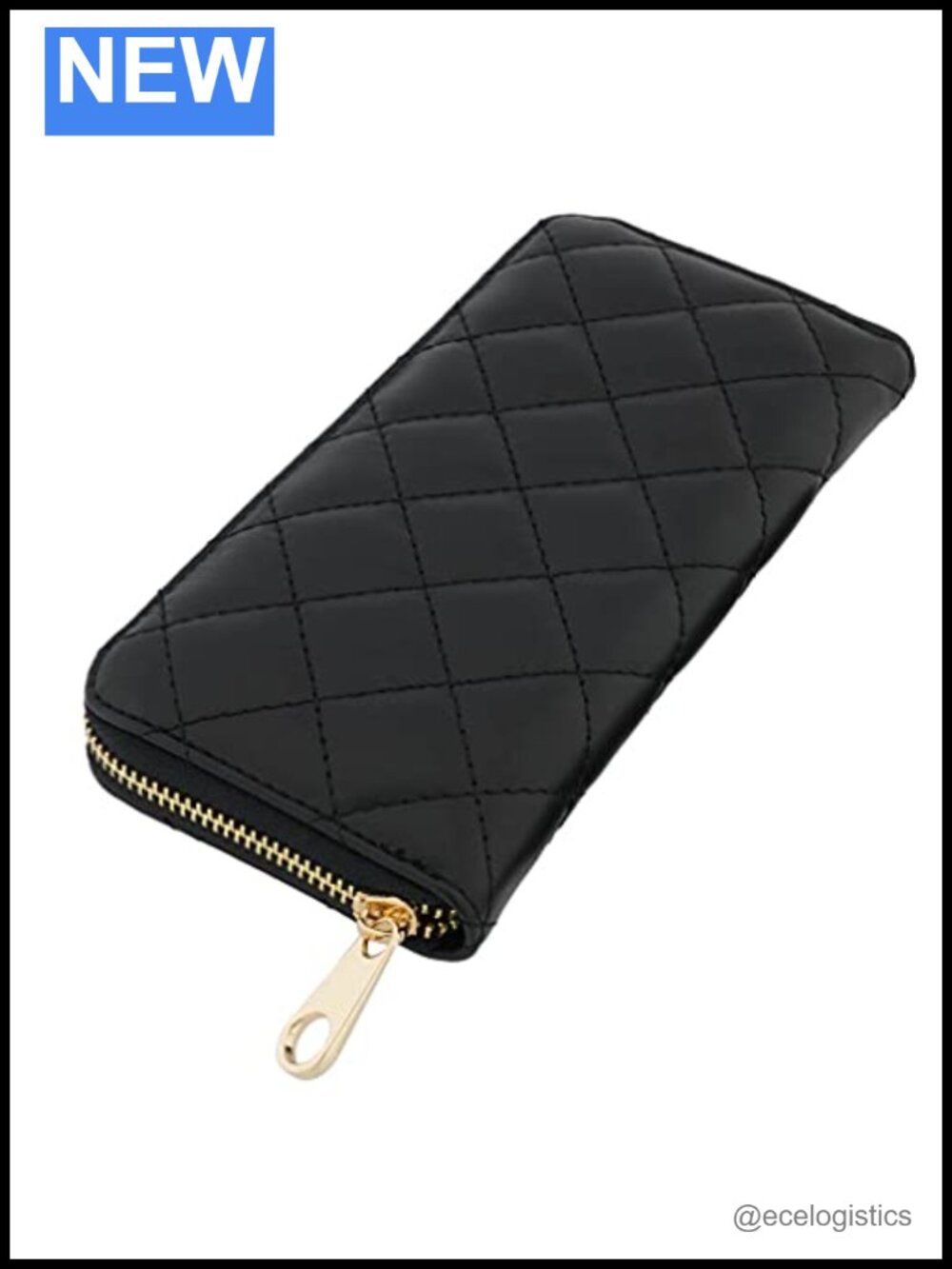 Genuine Leather Quilted Zip Around Wallet for Women Credit Card Organizer